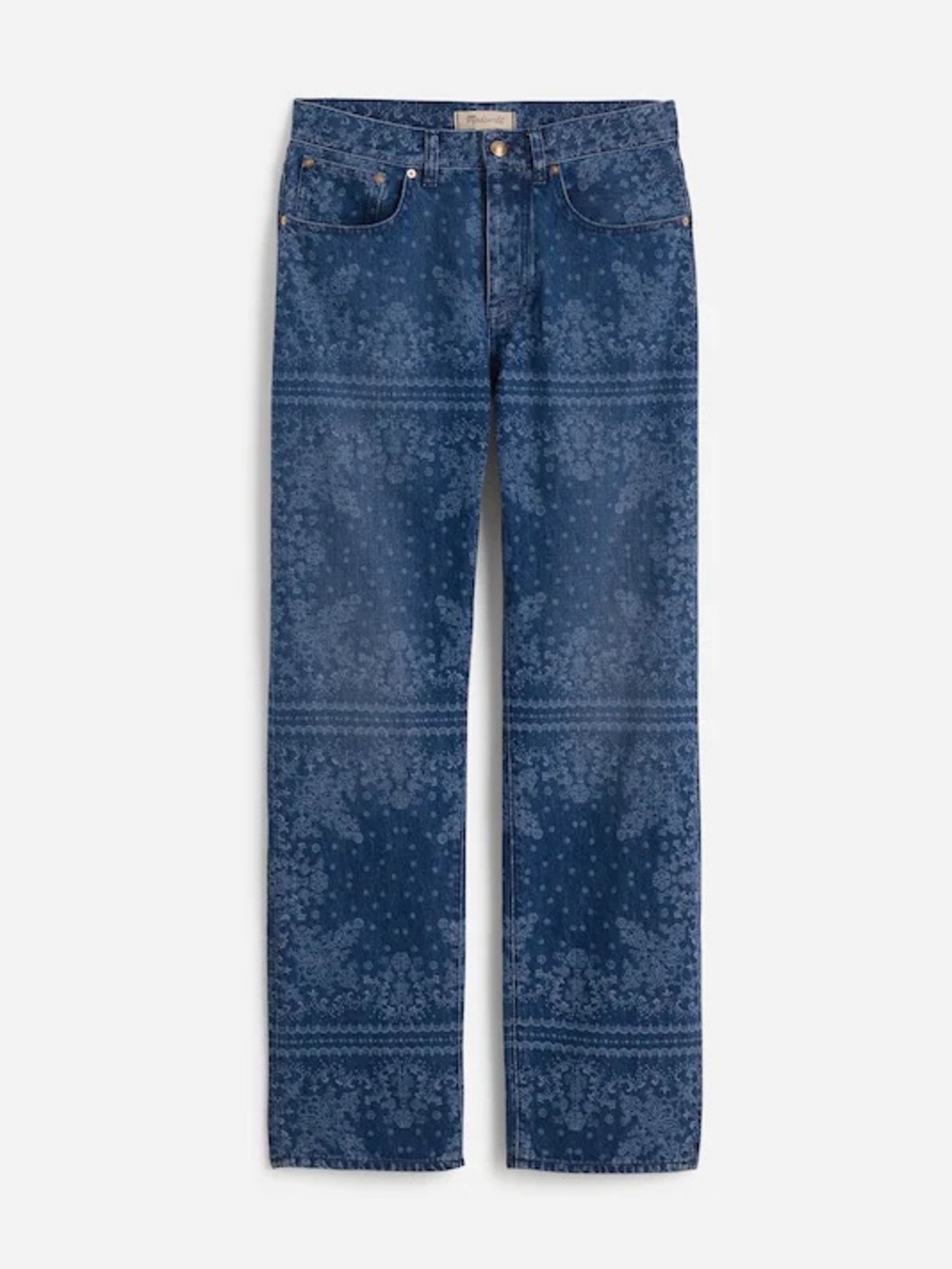NWT Madewell The Dean Easy Straight Jean in Bandana Rodeo Western Print Size 27